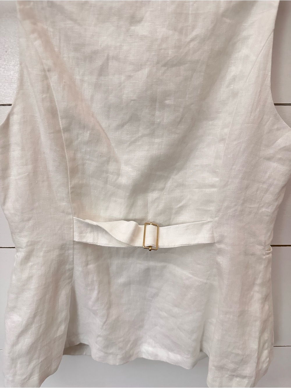 Reformation 2 Aspen linen white tailored classic adjustable back strap vest boho - Picture 12 of 13